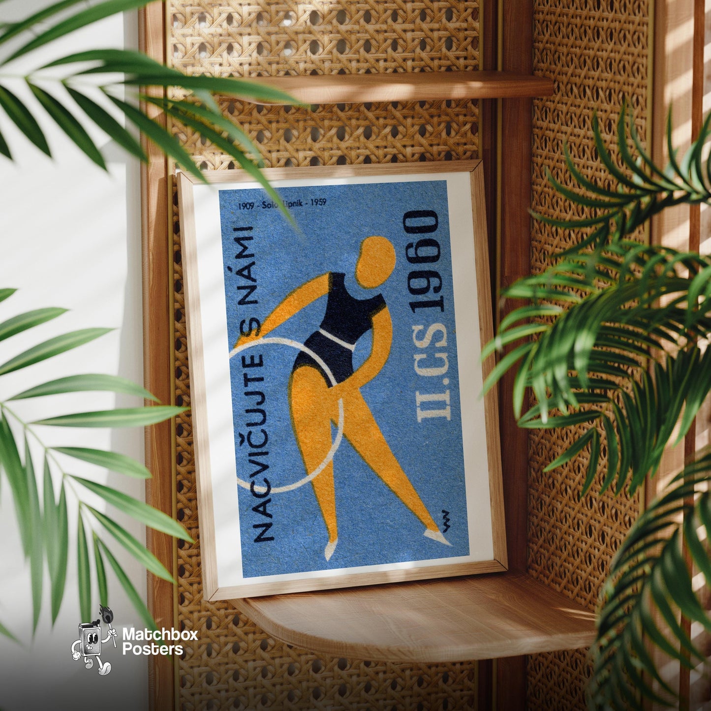 Hoop Dancing - vintage matchbox label print - office wall