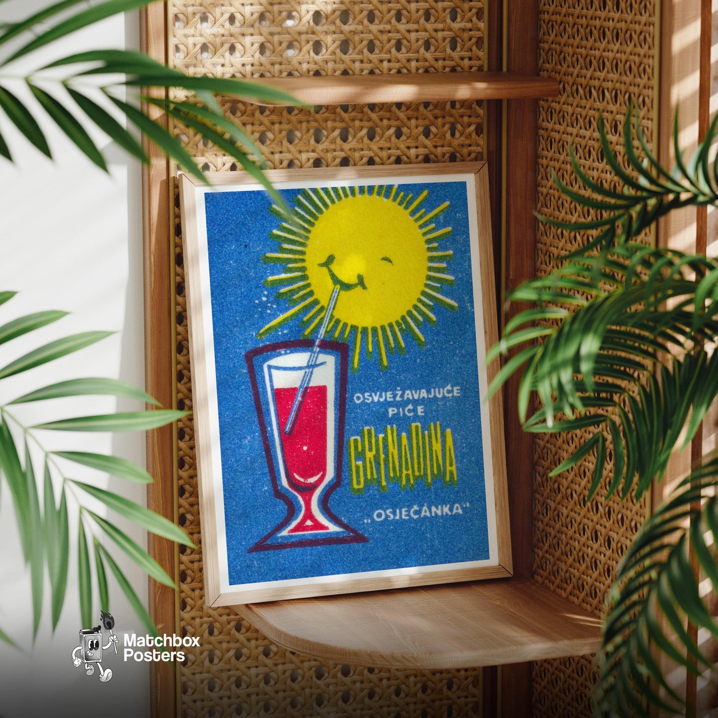 Grenadine Drink - vintage matchbox label print - office wall