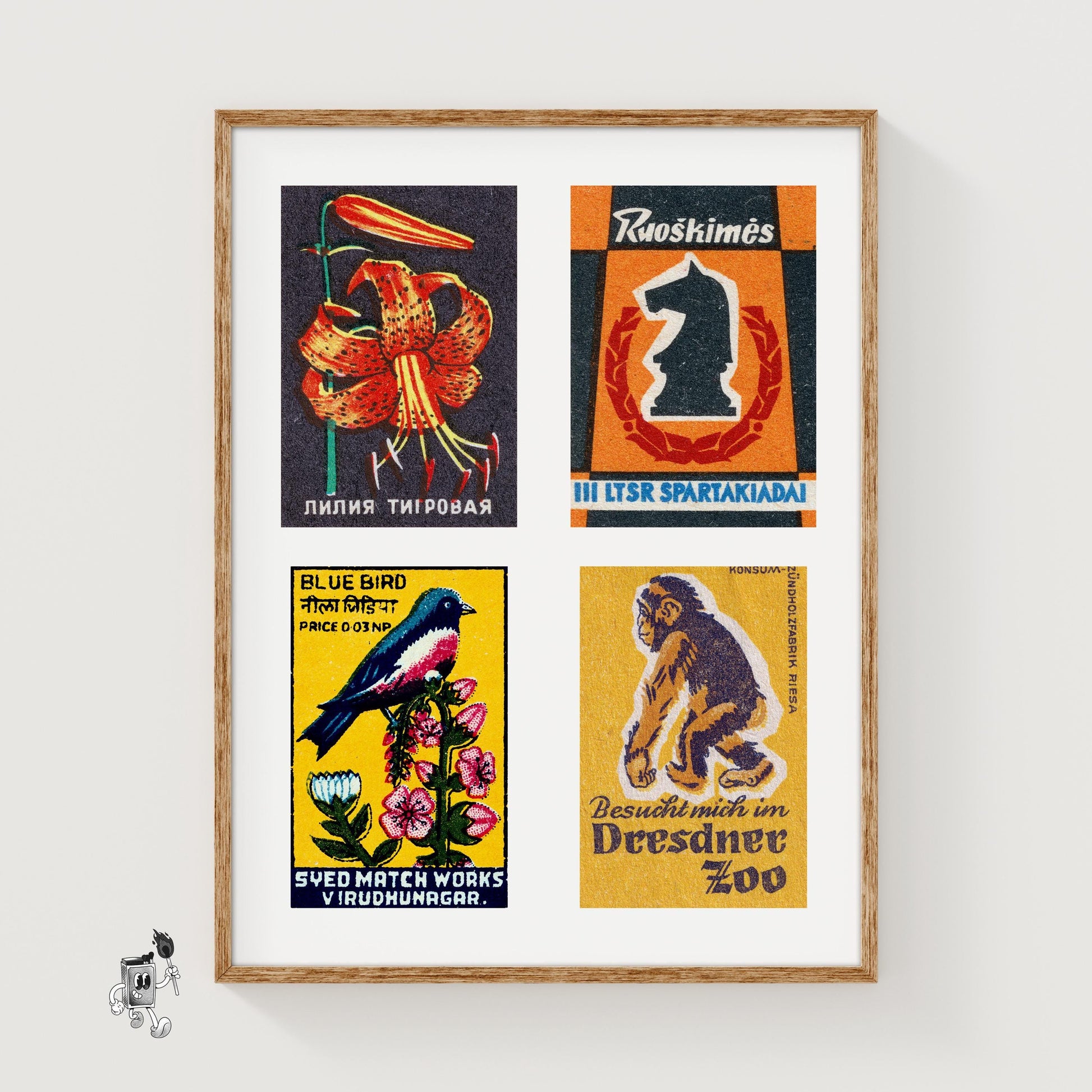 Orange Tiger Lily - vintage matchbox label print