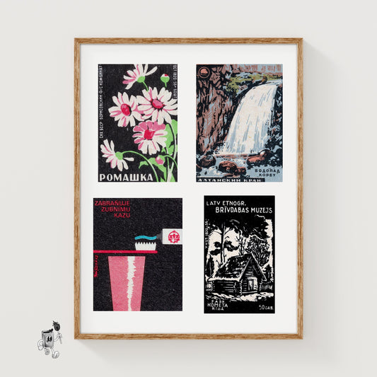 Floral - vintage matchbox label print