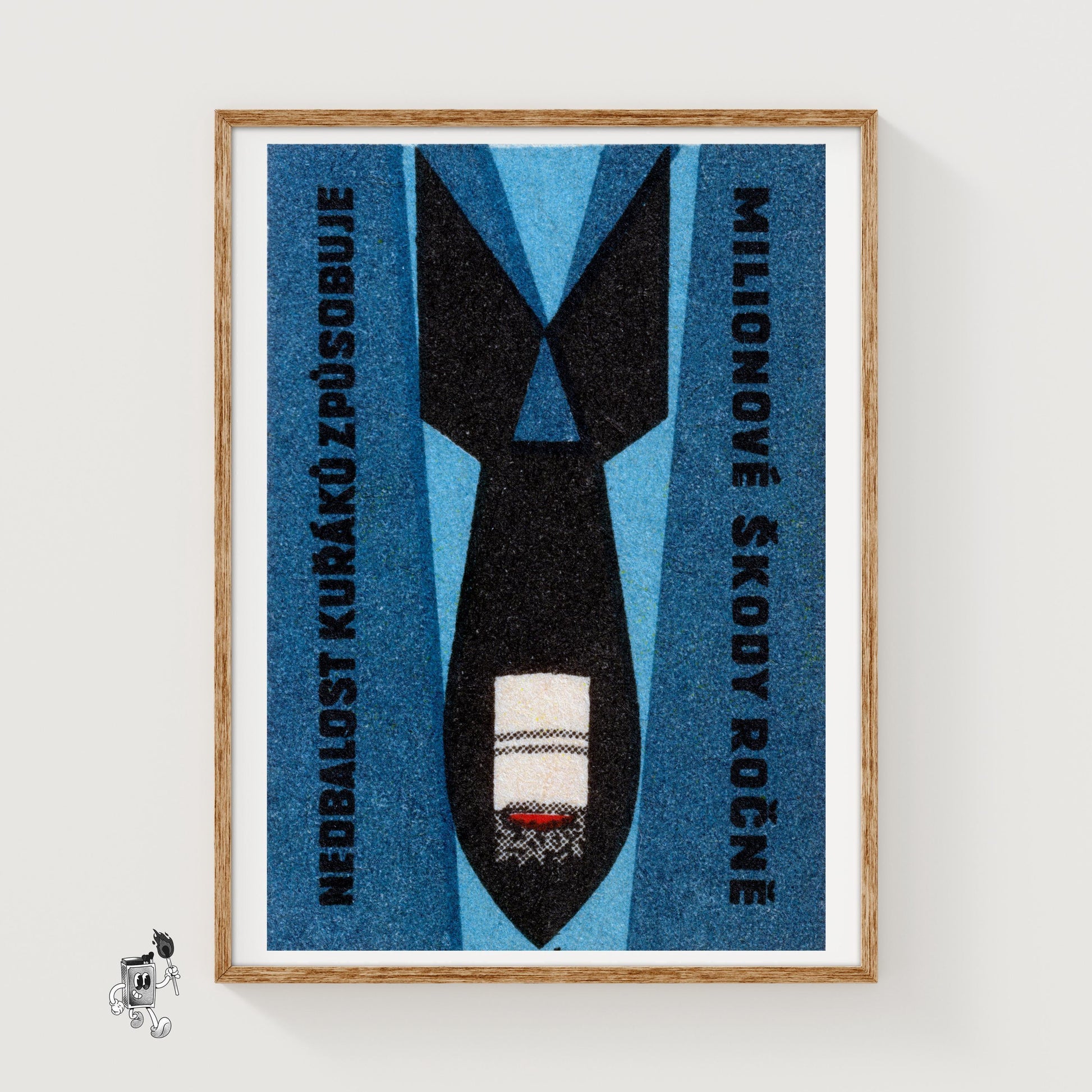 Bomb - vintage matchbox label print