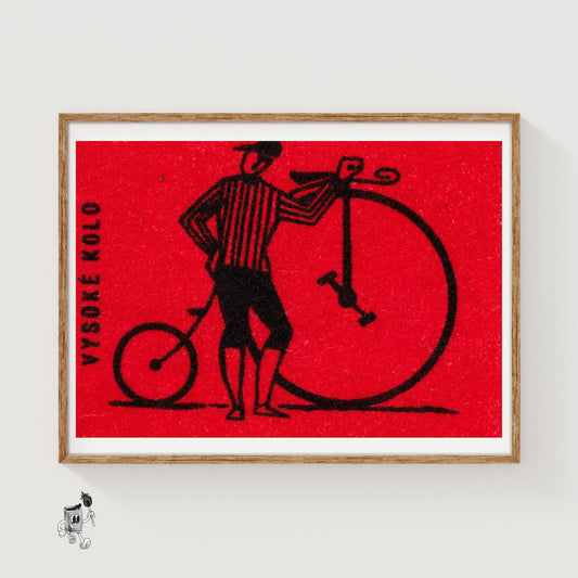 Penny-Farthing Bicycle - vintage matchbox label print