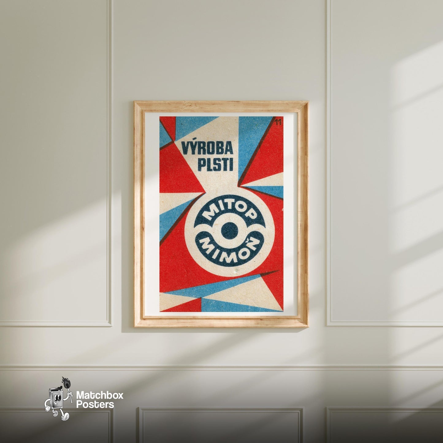Geometric Design - vintage matchbox label print - bedroom mockup