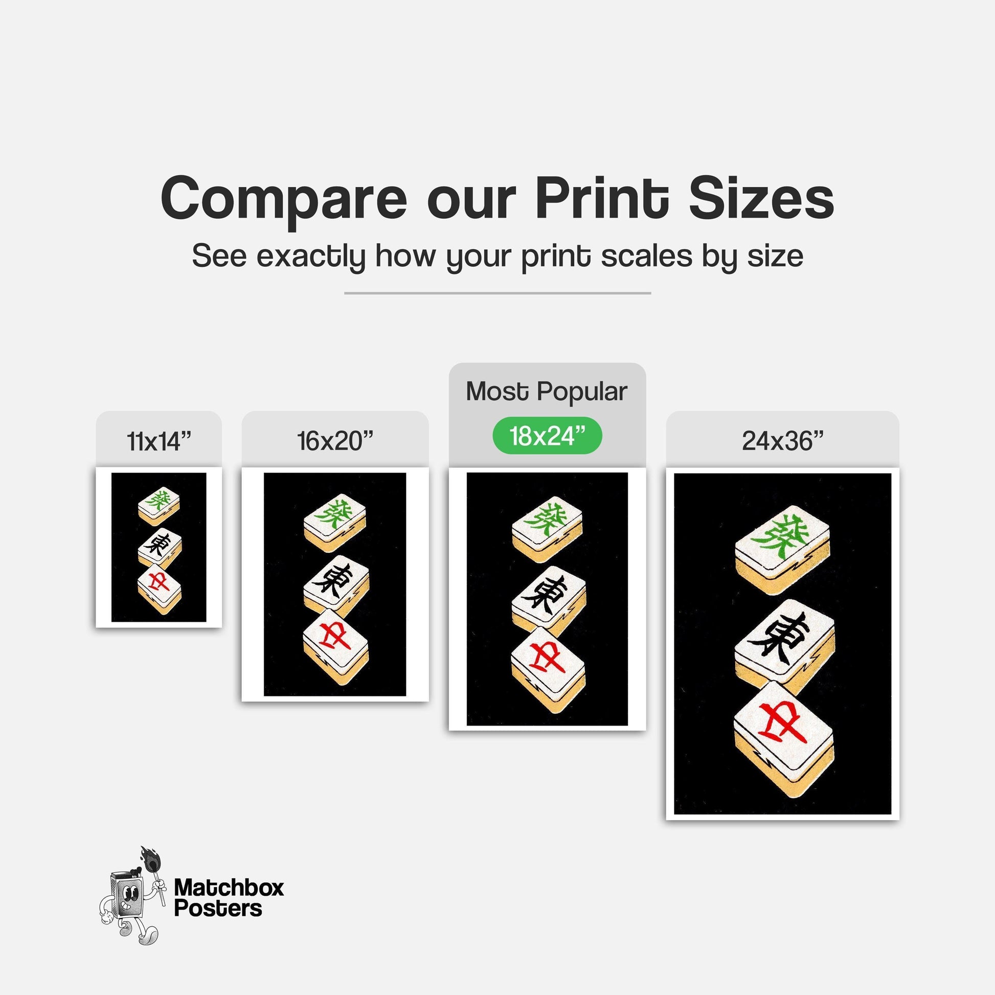 Mahjong Tiles - vintage matchbox label print - gallery wall preview