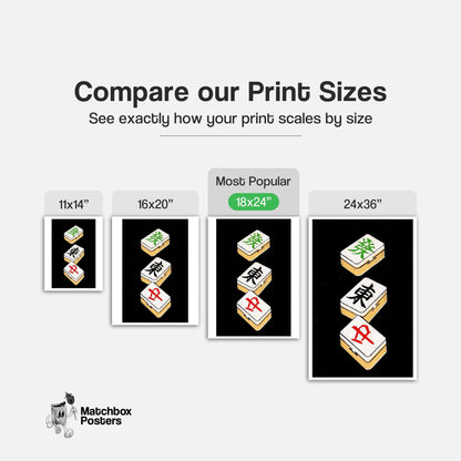 Mahjong Tiles - vintage matchbox label print - gallery wall preview
