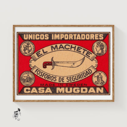 Machete - vintage matchbox label print