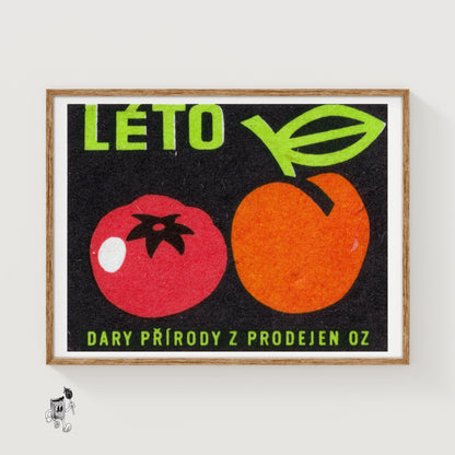 Tomato and Peach - vintage matchbox label print