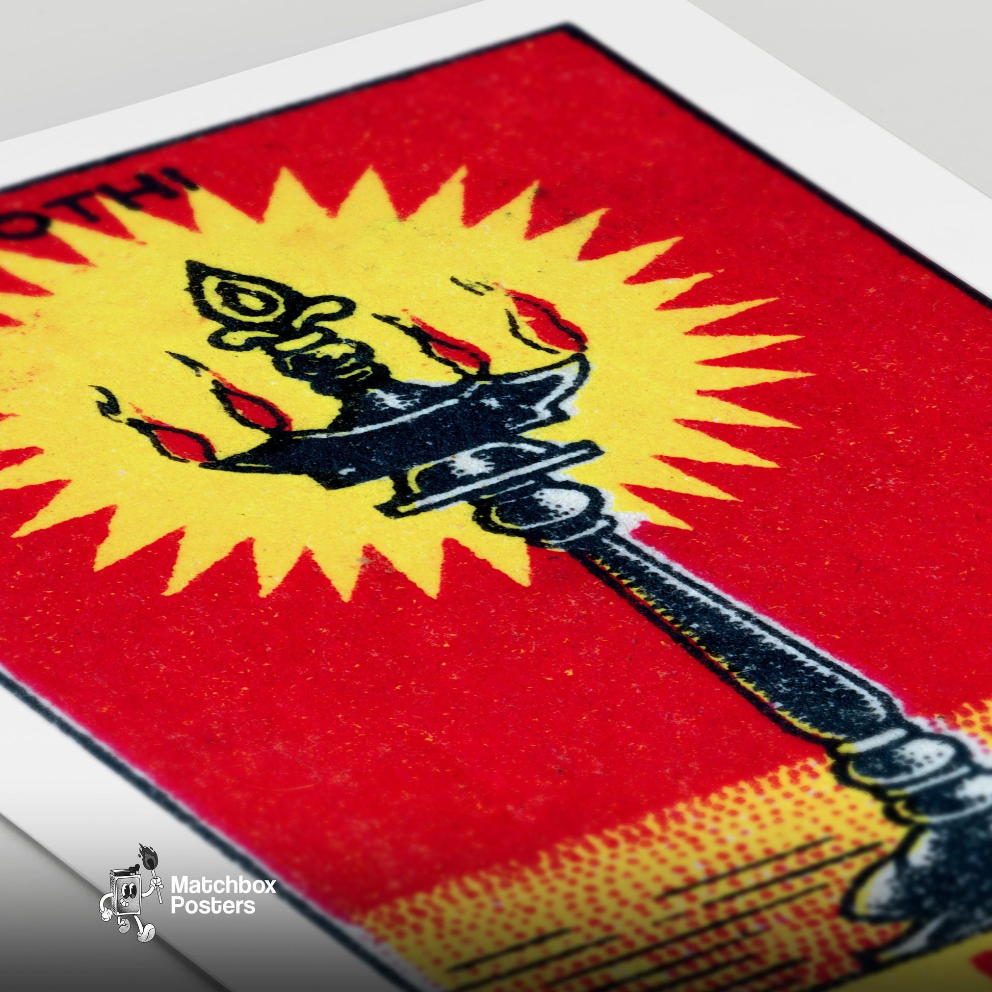 Indian Oil Lamp - vintage matchbox label print - close-up detail