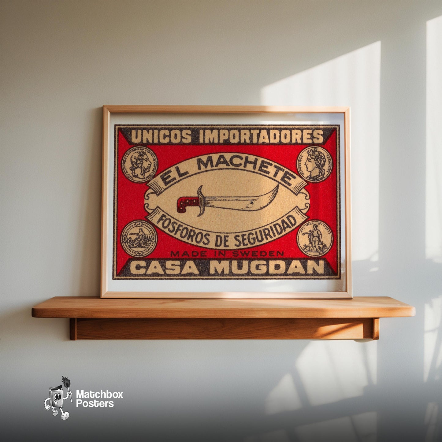 Machete - vintage matchbox label print - size comparison