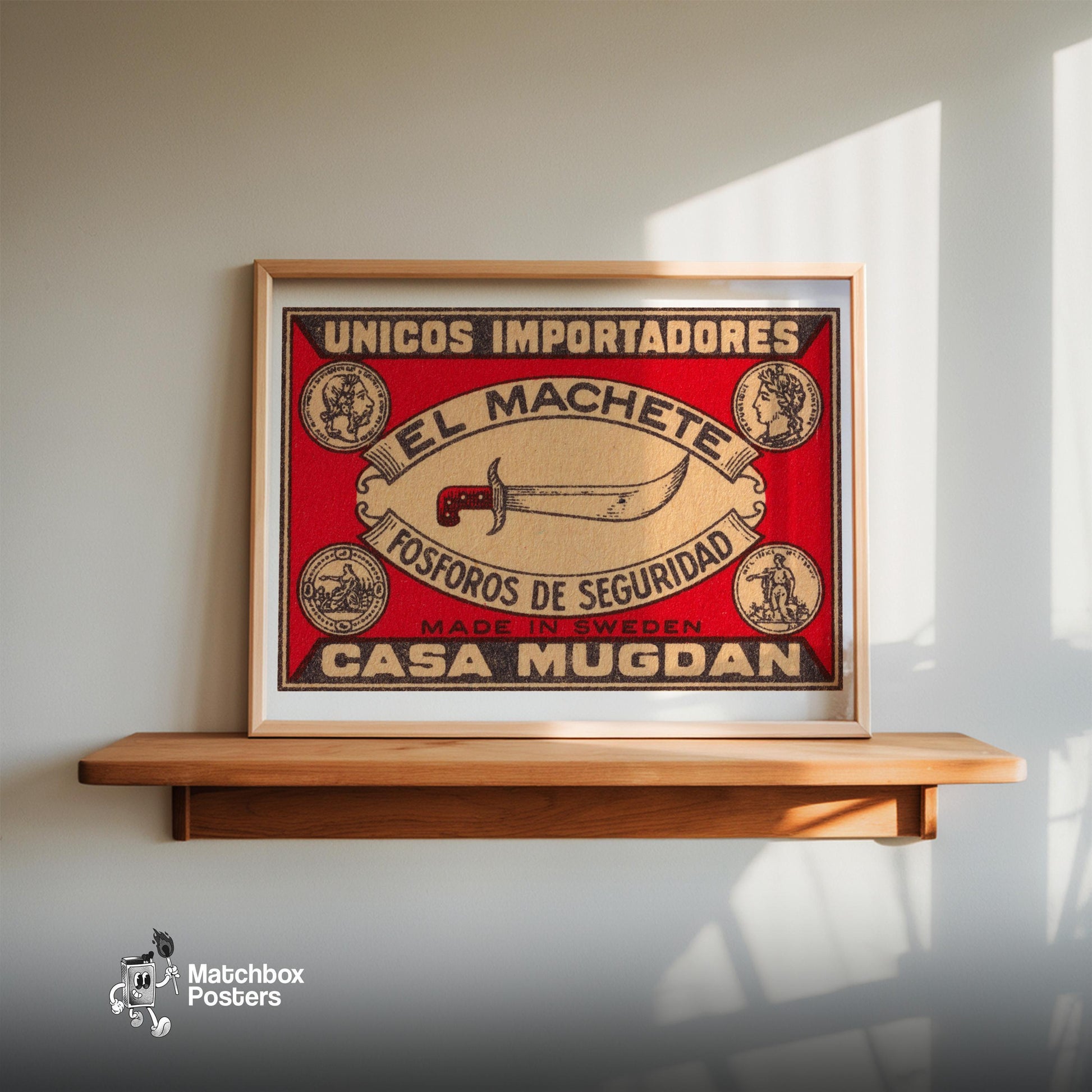 Machete - vintage matchbox label print - size comparison