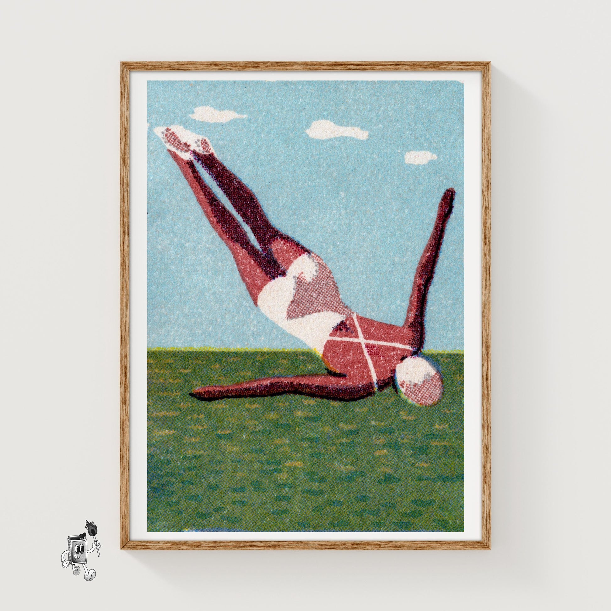 Diver - vintage matchbox label print