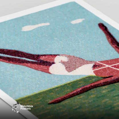 Diver - vintage matchbox label print - close-up detail