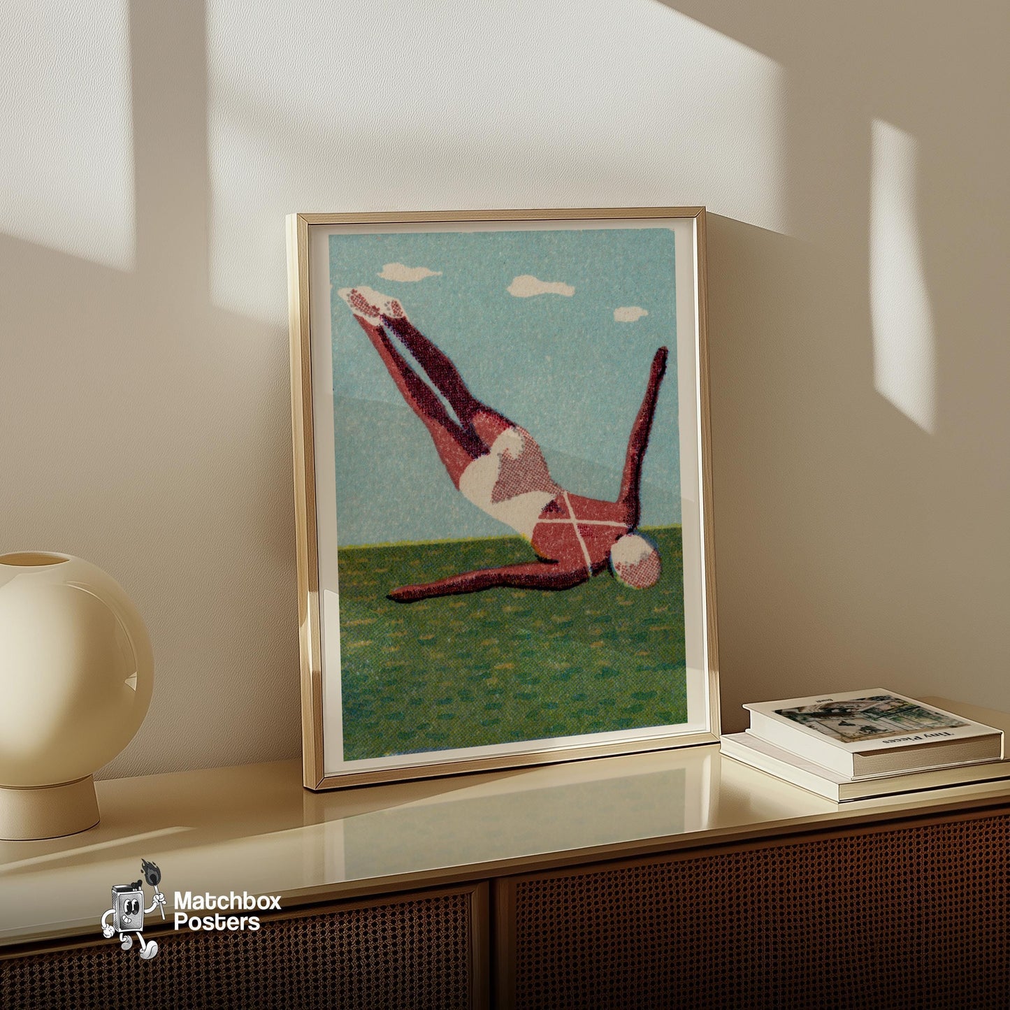 Diver - vintage matchbox label print - size comparison