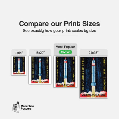 Rocket Launch - vintage matchbox label print - gallery wall preview