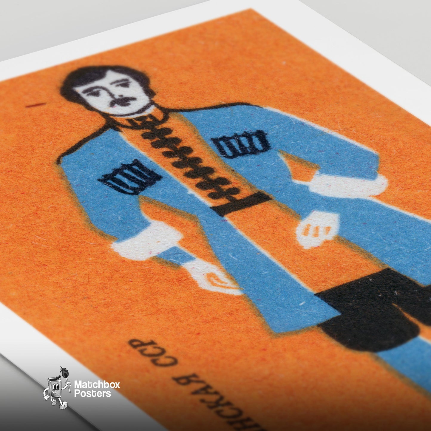 Armenian Man - vintage matchbox label print - close-up detail