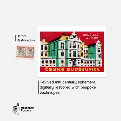 South Bohemian Museum - vintage matchbox label print - framed wall art preview