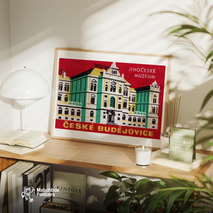 South Bohemian Museum - vintage matchbox label print - office wall