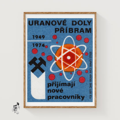 Atomic Symbol - vintage matchbox label print