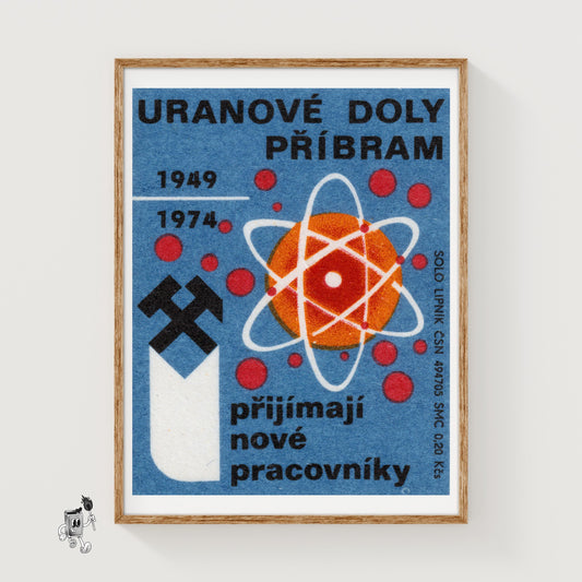 Atomic Symbol - vintage matchbox label print
