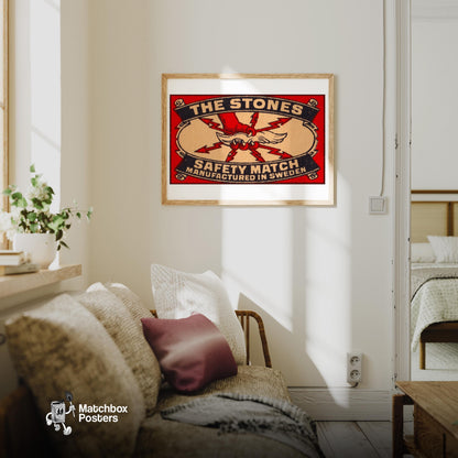Eagle Claw - vintage matchbox label print - living room mockup