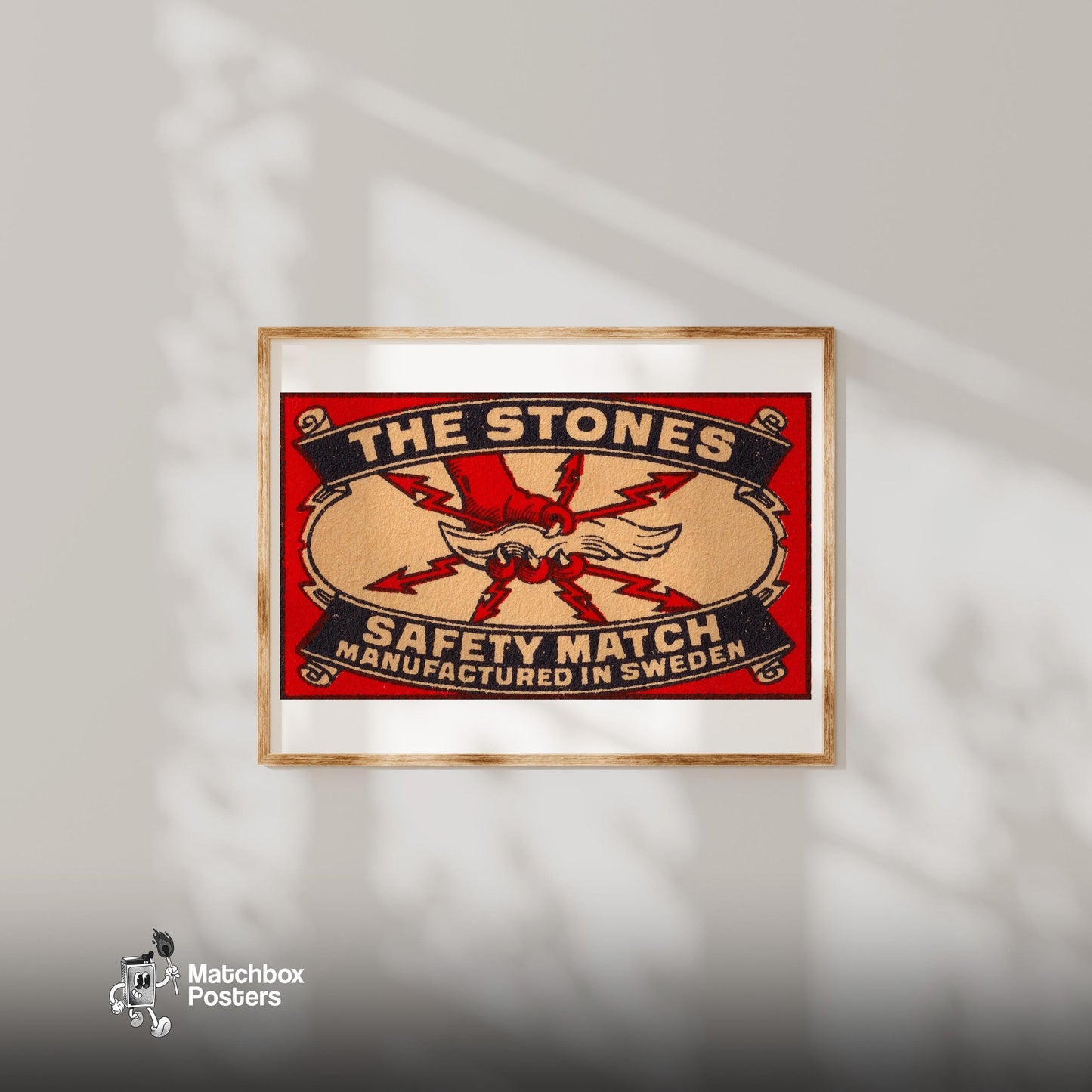 Eagle Claw - vintage matchbox label print - bedroom mockup
