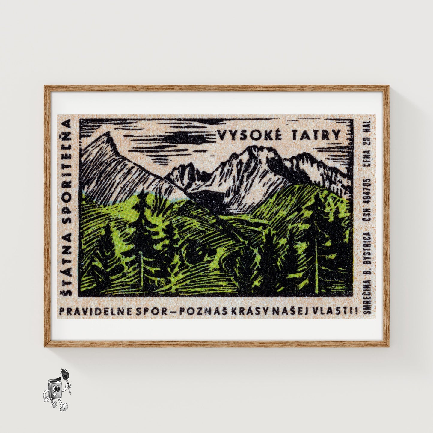 Mountain Range - vintage matchbox label print