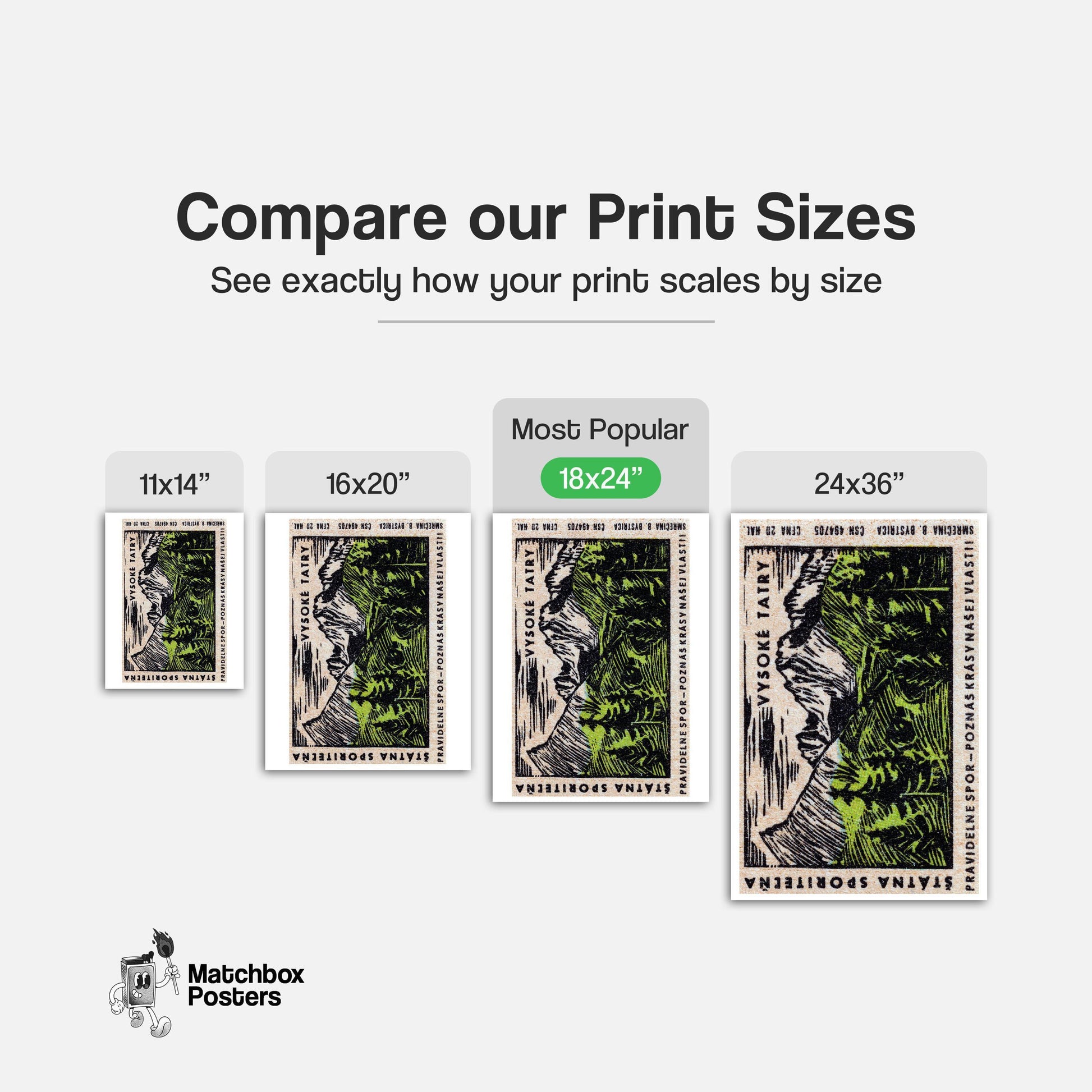 Mountain Range - vintage matchbox label print - gallery wall preview