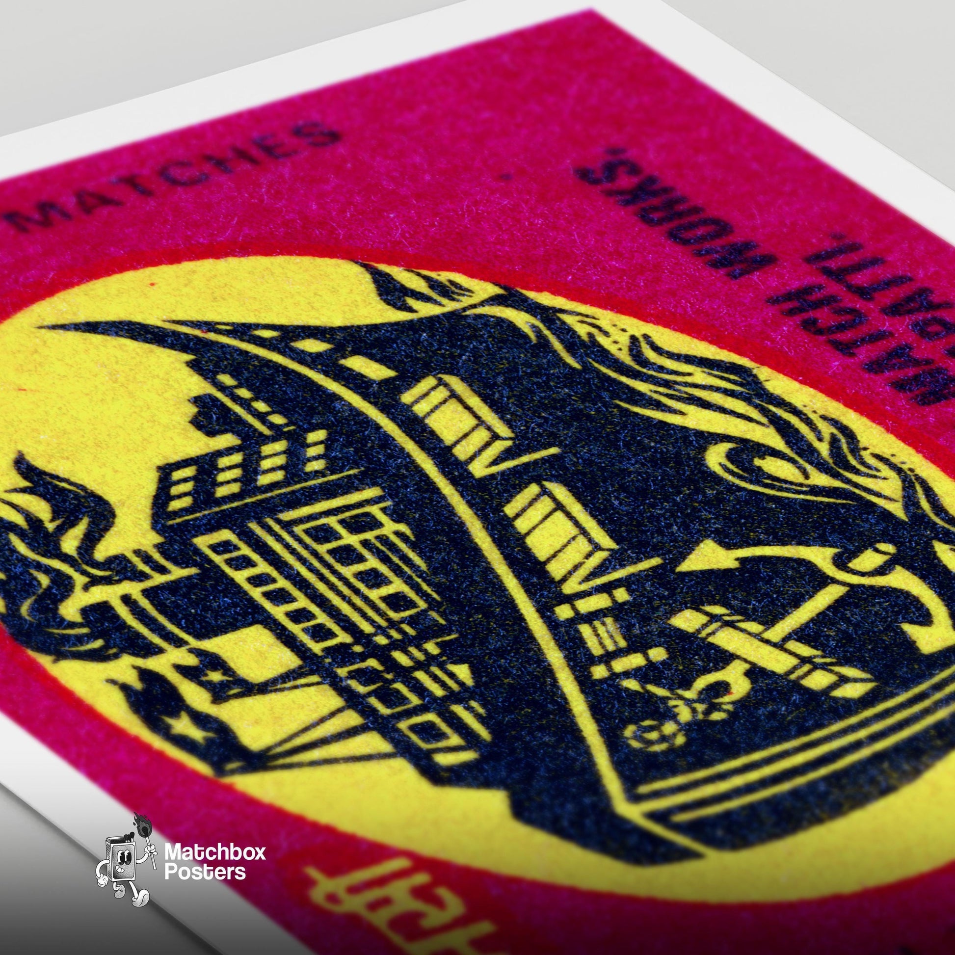 Black Ship - vintage matchbox label print - close-up detail