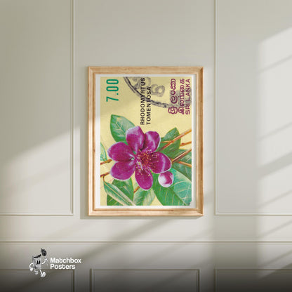 Purple Flower - vintage matchbox label print - bedroom mockup