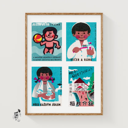 Children's Activities - vintage matchbox label print