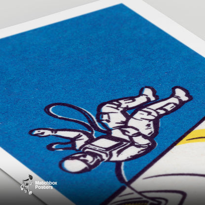 Cosmonaut - vintage matchbox label print - close-up detail