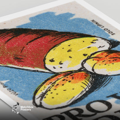 Potato - vintage matchbox label print - close-up detail