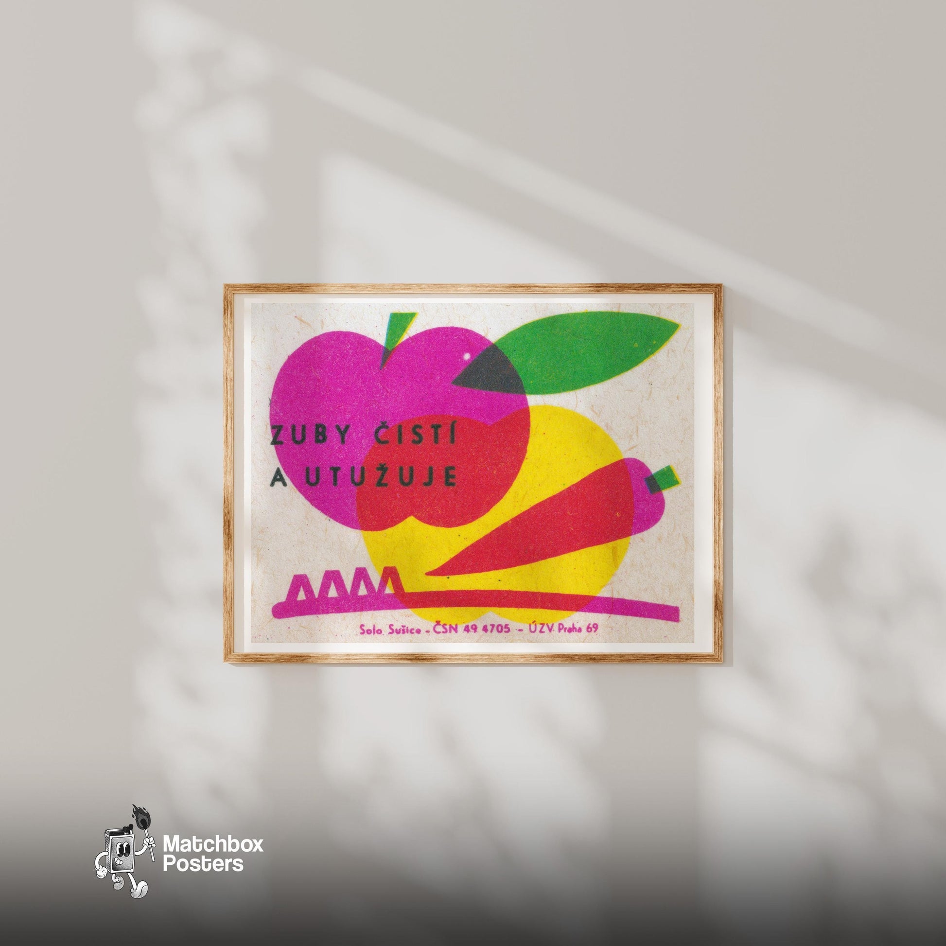 Clean Your Teeth - vintage matchbox label print - bedroom mockup