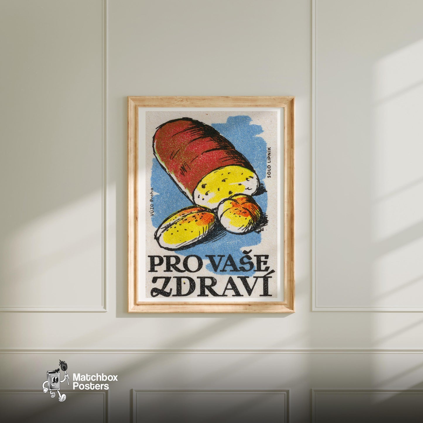 Potato - vintage matchbox label print - bedroom mockup