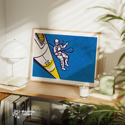 Cosmonaut - vintage matchbox label print - office wall