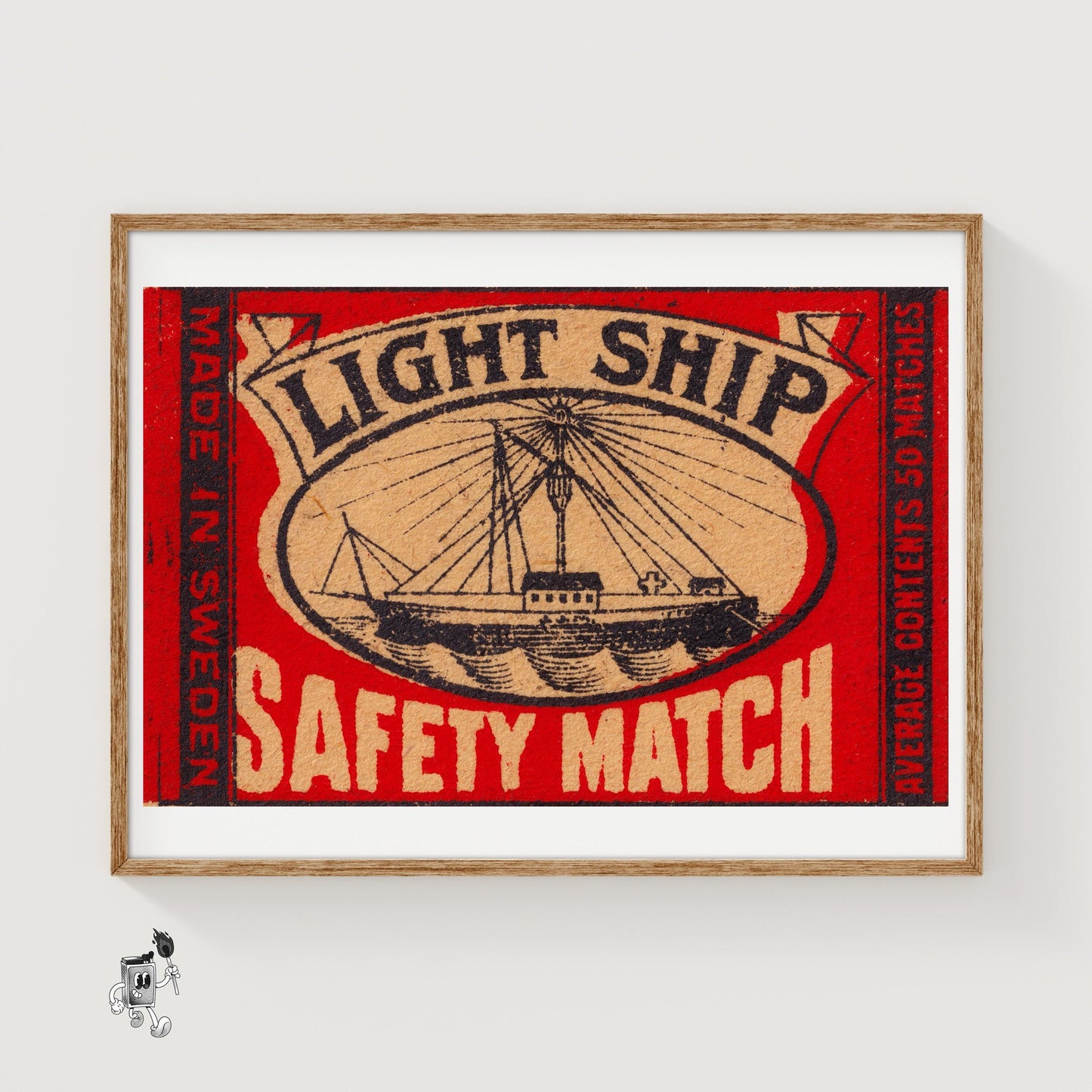 Light Ship - vintage matchbox label print