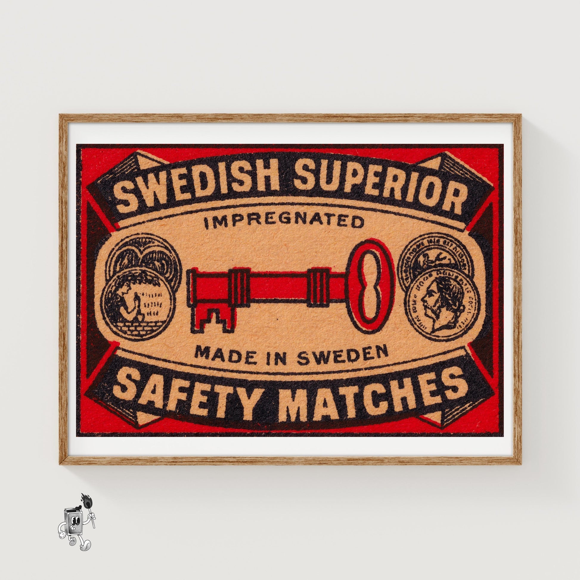 Red Key - vintage matchbox label print