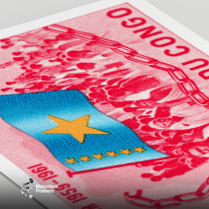 Congolese Liberation - vintage matchbox label print - close-up detail