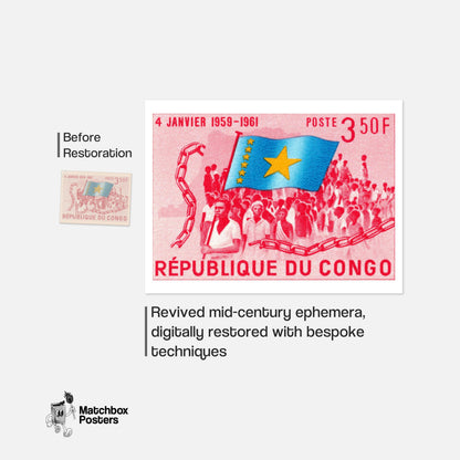 Congolese Liberation - vintage matchbox label print - framed wall art preview