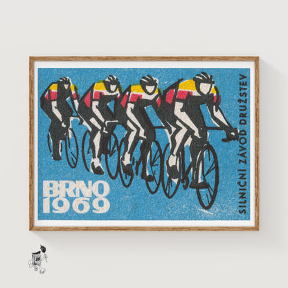 Track Cycling World Championship Brno - vintage matchbox label print