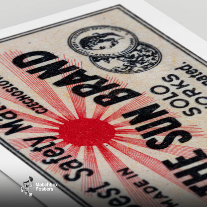 The Sun Brand - vintage matchbox label print - close-up detail