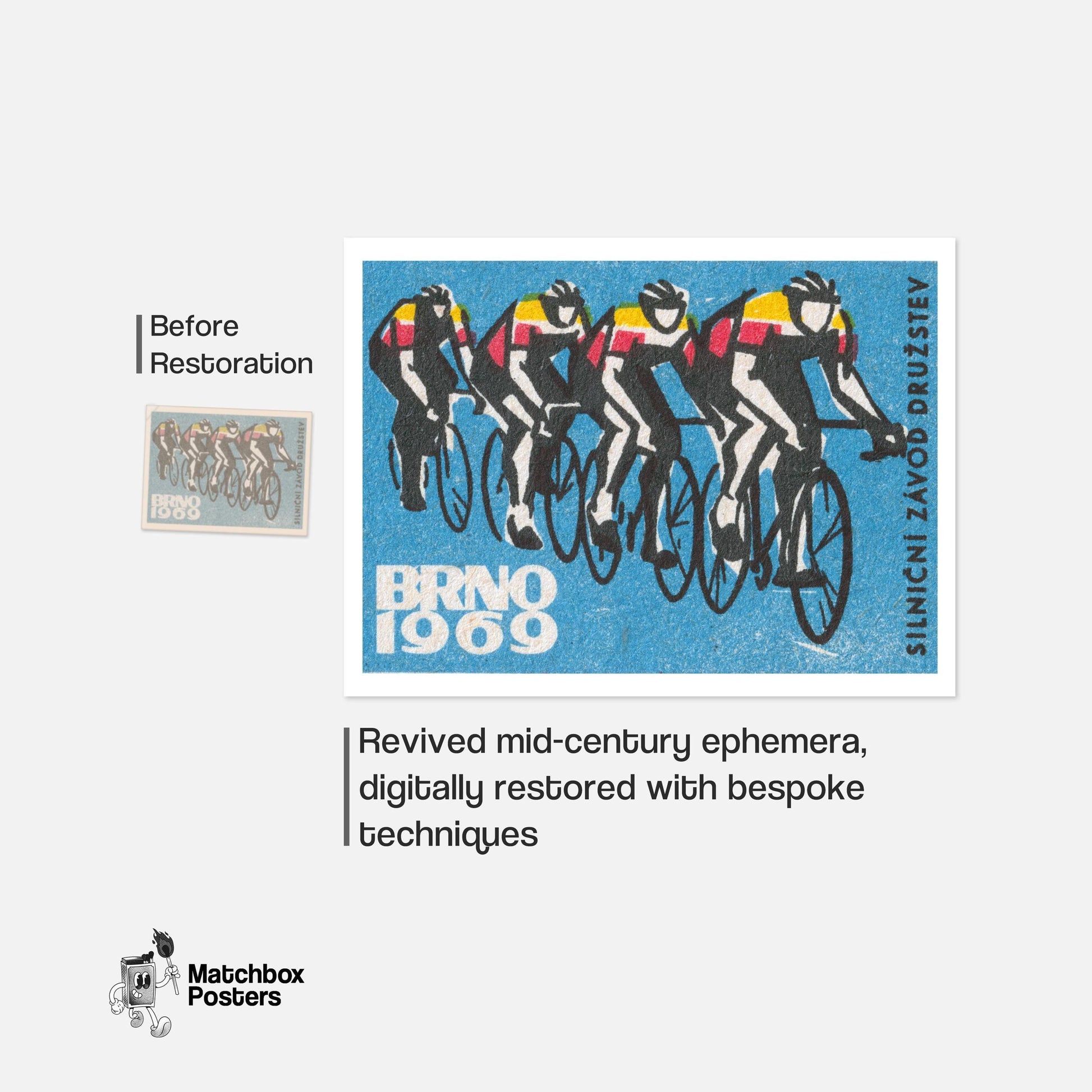 Track Cycling World Championship Brno - vintage matchbox label print - framed wall art preview