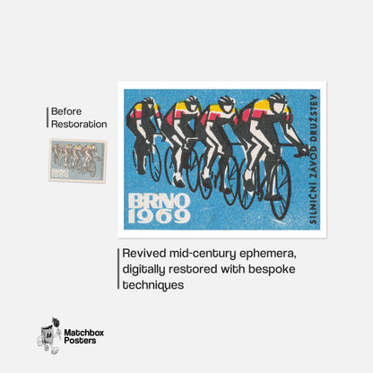 Track Cycling World Championship Brno - vintage matchbox label print - framed wall art preview