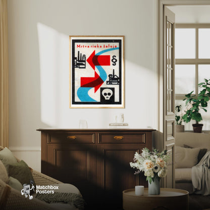 Don't Kill Rivers - vintage matchbox label print - living room mockup