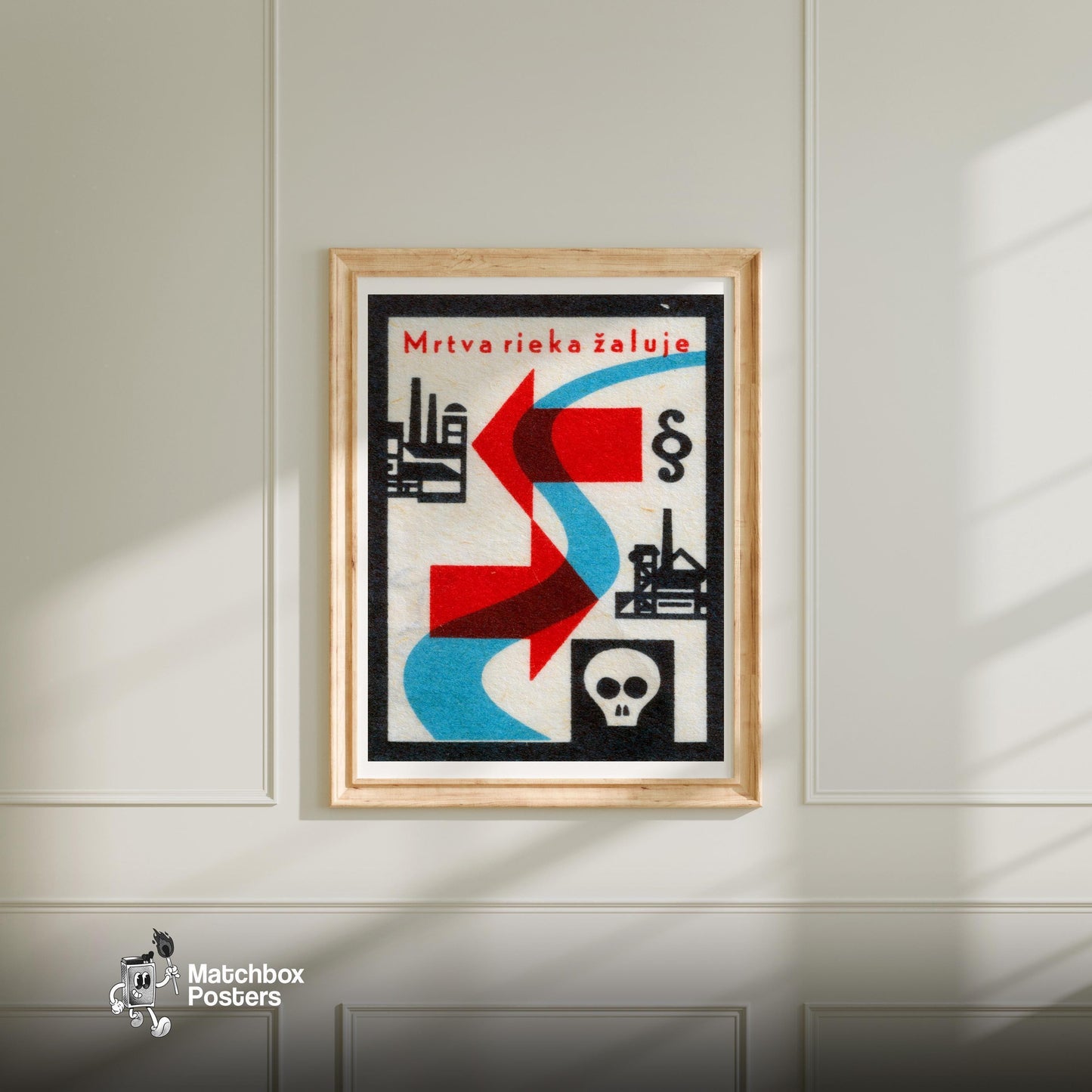 Don't Kill Rivers - vintage matchbox label print - bedroom mockup