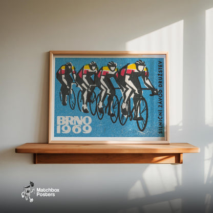 Track Cycling World Championship Brno - vintage matchbox label print - size comparison