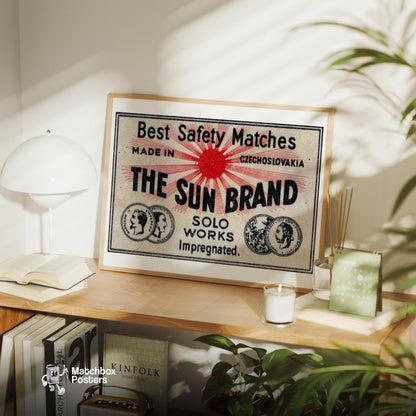 The Sun Brand - vintage matchbox label print - office wall
