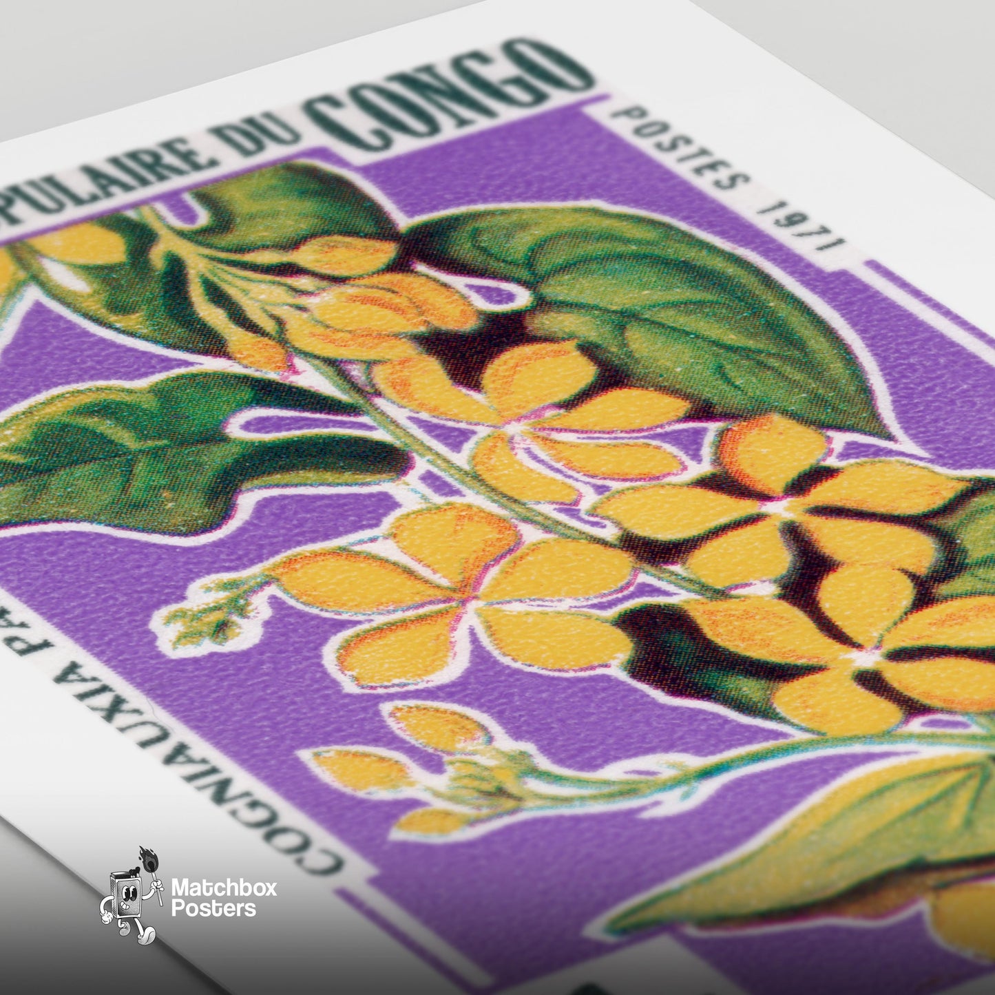 Yellow Flower - vintage matchbox label print - close-up detail