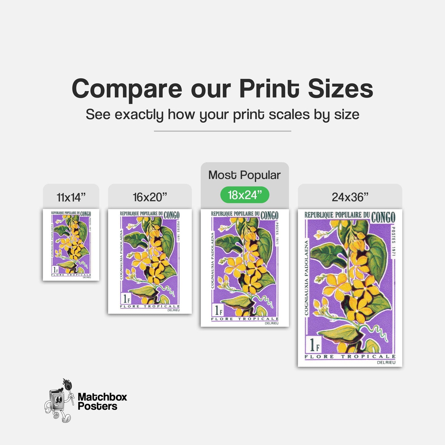 Yellow Flower - vintage matchbox label print - gallery wall preview