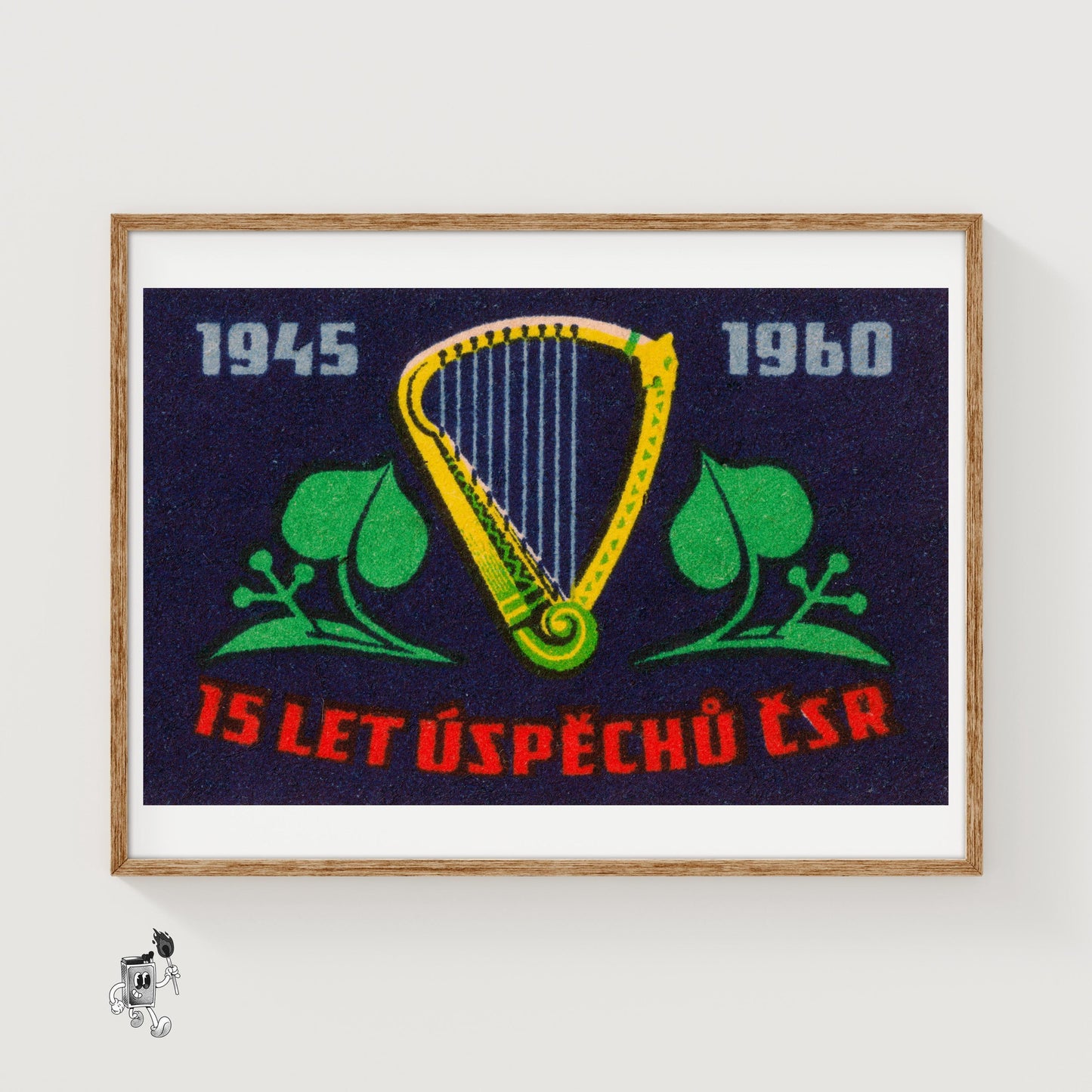 Golden Harp - vintage matchbox label print